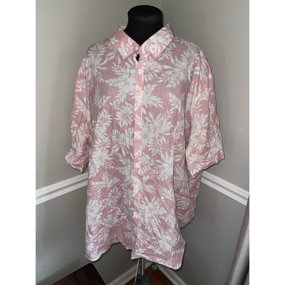 Johnny Bigg Pink Hawaiian Linen‎ Blend Shirt 8XL NWT
